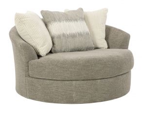 Creswell Oversized Swivel Accent Chair in Stone