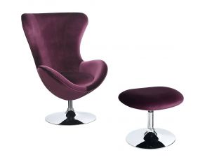 Eloise Accent Chair with Ottoman in Purple