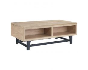 Freslowe Lift-Top Coffee Table in Light Brown and Black