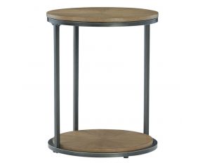 Fridley Round End Table in Brown and Black