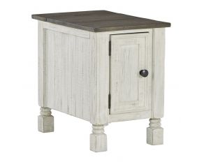 Havalance Chairside End Table in White and Gray