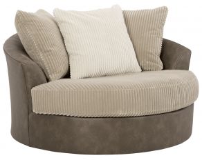 Keskin Oversized Swivel Accent Chair in Sand