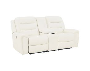 Warlin Power Reclining Loveseat with Console in White