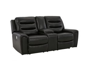 Warlin Power Reclining Loveseat with Console in Black