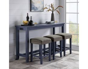 Caerleon 4 Pieces Counter Height Table Set in Antique Blue and Gray