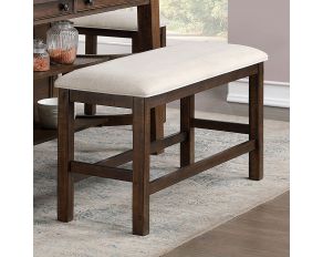 Fredonia Counter Height Bench in Rustic Oak and Beige