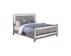 Leighton Queen Panel Bed With Mirrored Accents in Mercury Metallic