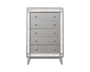 Leighton 5 Drawer Chest in Metallic Mercury