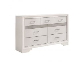 Miranda 7 Drawer Dresser in White And Rhinestone
