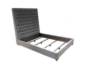 Camille Queen Button Tufted Bed in Grey