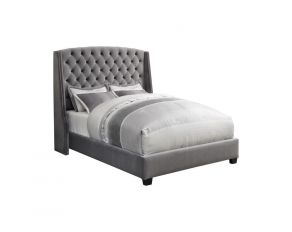 Pissarro King Tufted Upholstered Bed in Grey