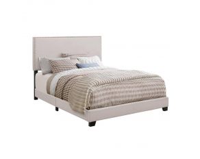 Boyd Queen Upholstered Bed With Nailhead Trim in Ivory