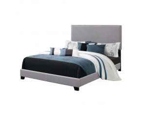 Boyd Full Upholstered Bed With Nailhead Trim in Grey