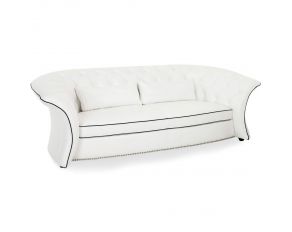 Molisa Leather Flare Arm Sofa in White