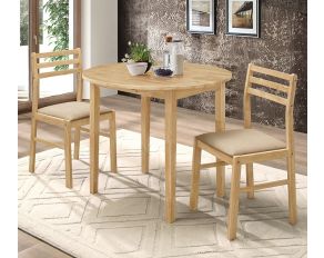 3-Piece Dining Set With Drop Leaf in Natural And Tan