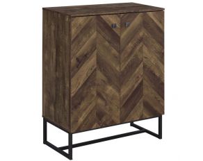 2-Door Accent Cabinet with 4 Storage Compartments in Rustic Oak