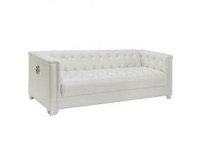 Chaviano Tufted Upholstered Sofa in Pearl White