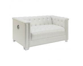 Chaviano Tufted Upholstered Loveseat in Pearl White