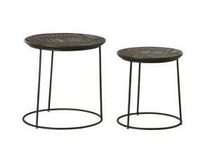 Loannis 2 Piece Round Nesting Table in Matte Black