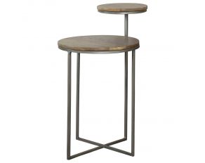 Yael Round Accent Table in Natural and Gunmetal