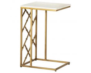 Angeliki Accent Table with Marble Top in White and Antique Gold