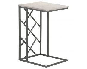 Angeliki Accent Table with Marble Top in White and Gunmetal