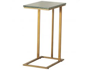 Vicente Accent Table with Marble Top in Green and Antique Gold
