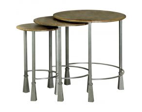 Deja 3 Piece Round Nesting Table in Natural and Gunmetal