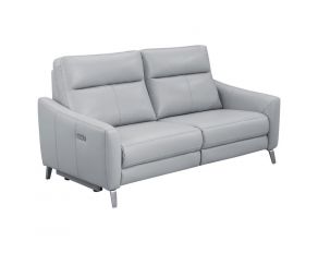 Derek Leatherette Power Sofa in Light Grey