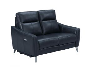 Derek Leatherette Power Loveseat in Blue