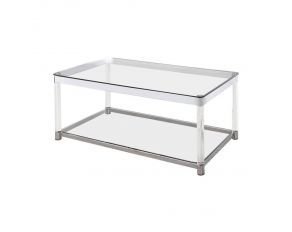 Claude Coffee Table With Lower Shelf in Chrome And Clear