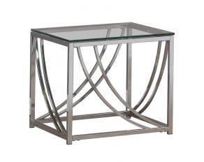 Glass Top Square End Table Accents in Chrome