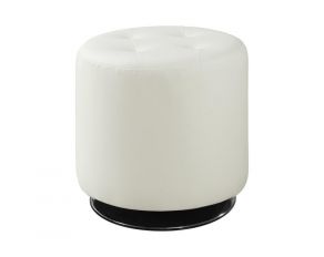 Bowman Round Upholstered Ottoman in White