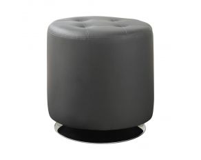 Round Upholstered Ottoman in Grey