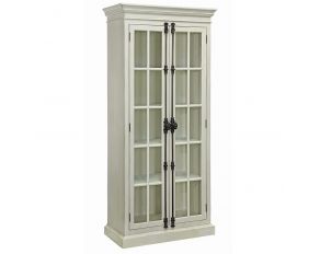 2-Glass Door Tall Cabinet in Antique White