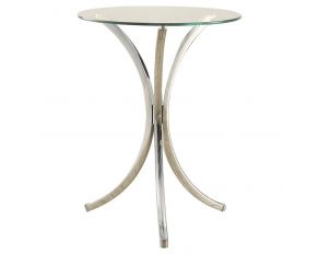 Eloise Round Accent Table With Curved Legs in Chrome