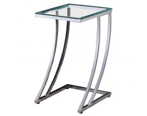 Rectangular Top Accent Table in Chrome And Clear