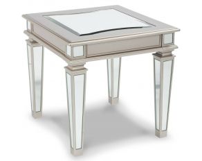 Ashley Furniture Tessani Rectangular End Table in Silver