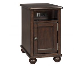 Barilanni Chairside End Table with USB Ports and Outlets in Dark Brown