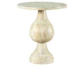 Dianella Round Pedestal Accent Table in White Washed