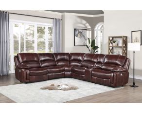 Denver 6 Piece Dual Power Sectional in Brown