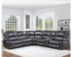 Denver 6 Piece Dual Power Sectional in Charcoal