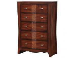 Jenny 5 Drawer Chest in Medium Espresso Finish