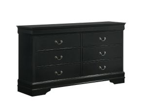 Louis Philippe 6 Drawer Dresser in Black Finish