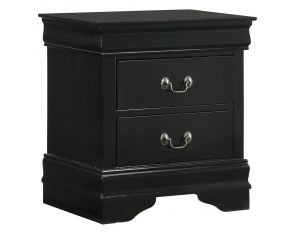 Louis Philippe 2 Drawer Transitional Nightstand in Black