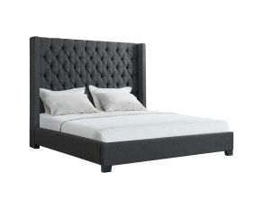 Morrow Queen Upholstered Bed in Charcoal Finish