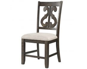 Stone Swirl Back Side Chair in Charcoal Finish