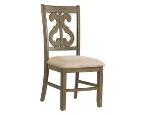 Stone Swirl Back Side Chair in Grey Finish