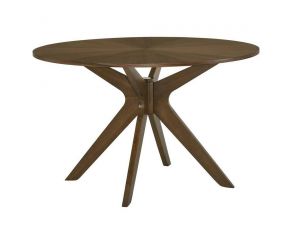 Weston Round Dining Table in Brown Finish