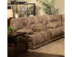 Catnapper Voyager Power Lay Flat Reclining Console Loveseat in Brandy